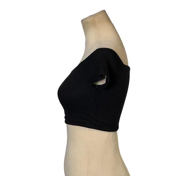 Blue Life black off shoulder short sleeves crop top size XS - Picture 7 of 10